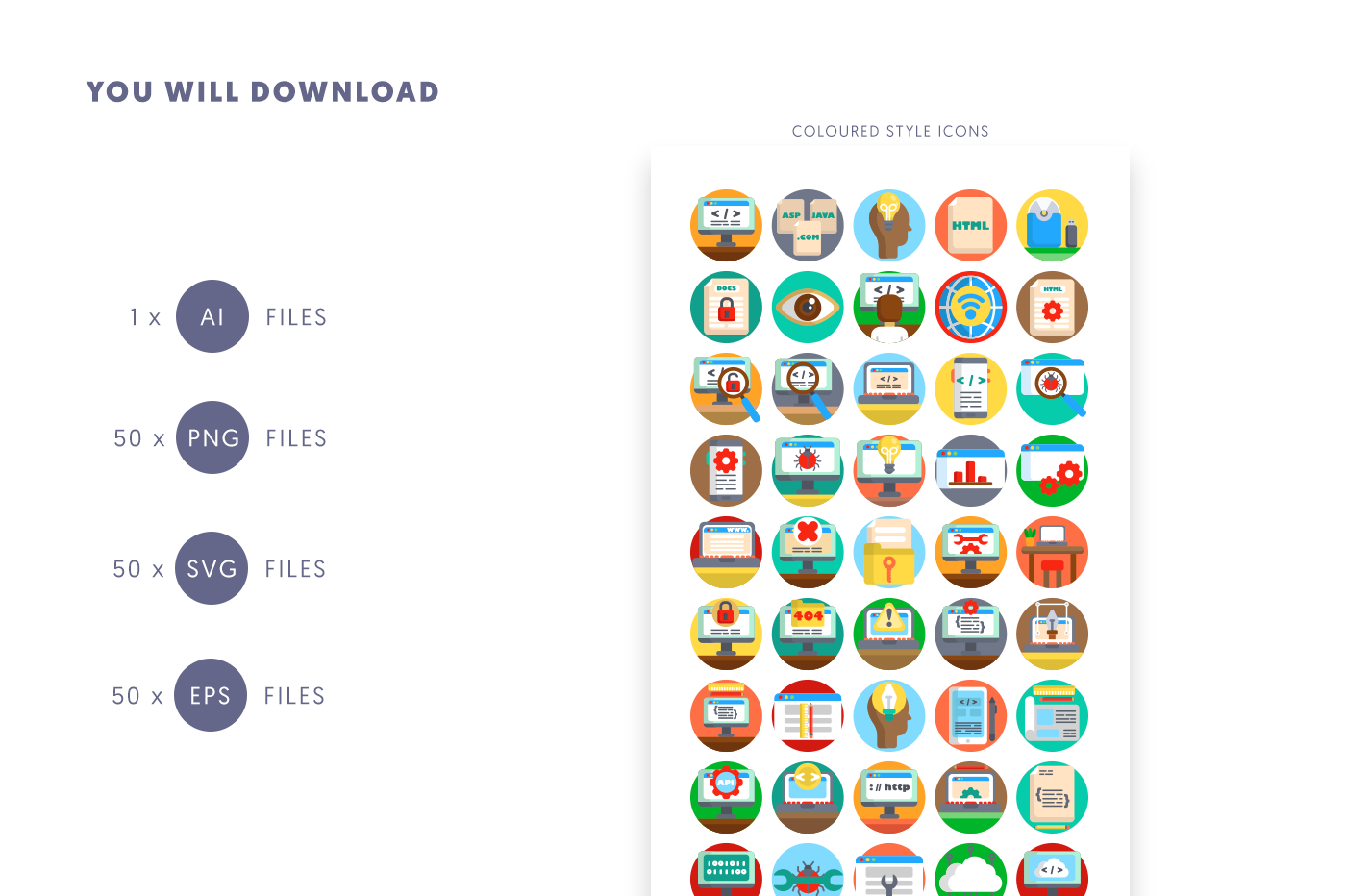 Compatible 50 Software Development Icons pack