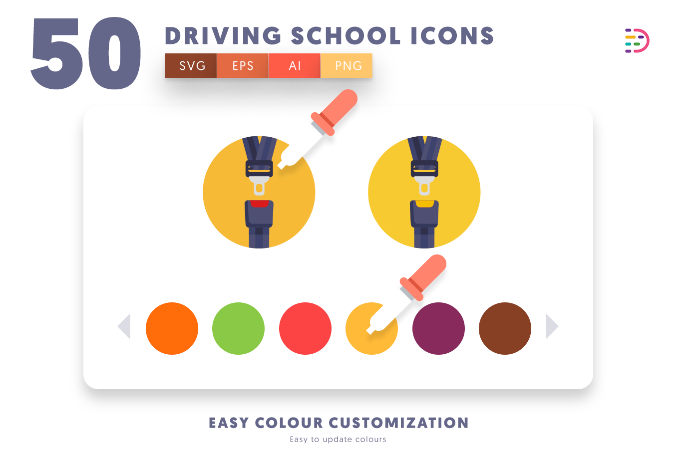Customizable and vector Driving School Icons