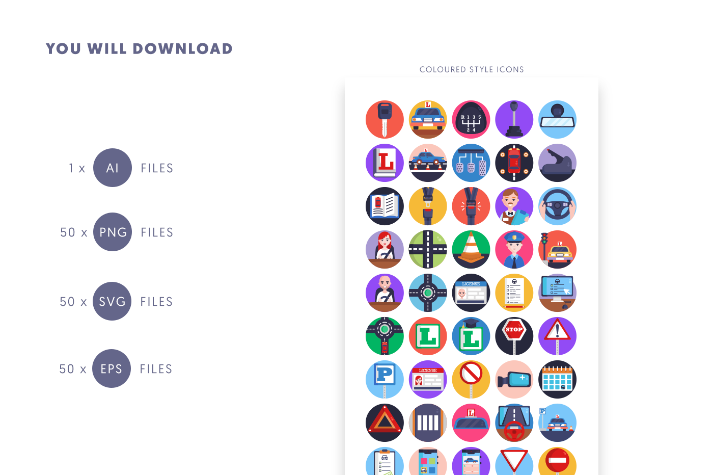 Compatible Driving School Icons pack
