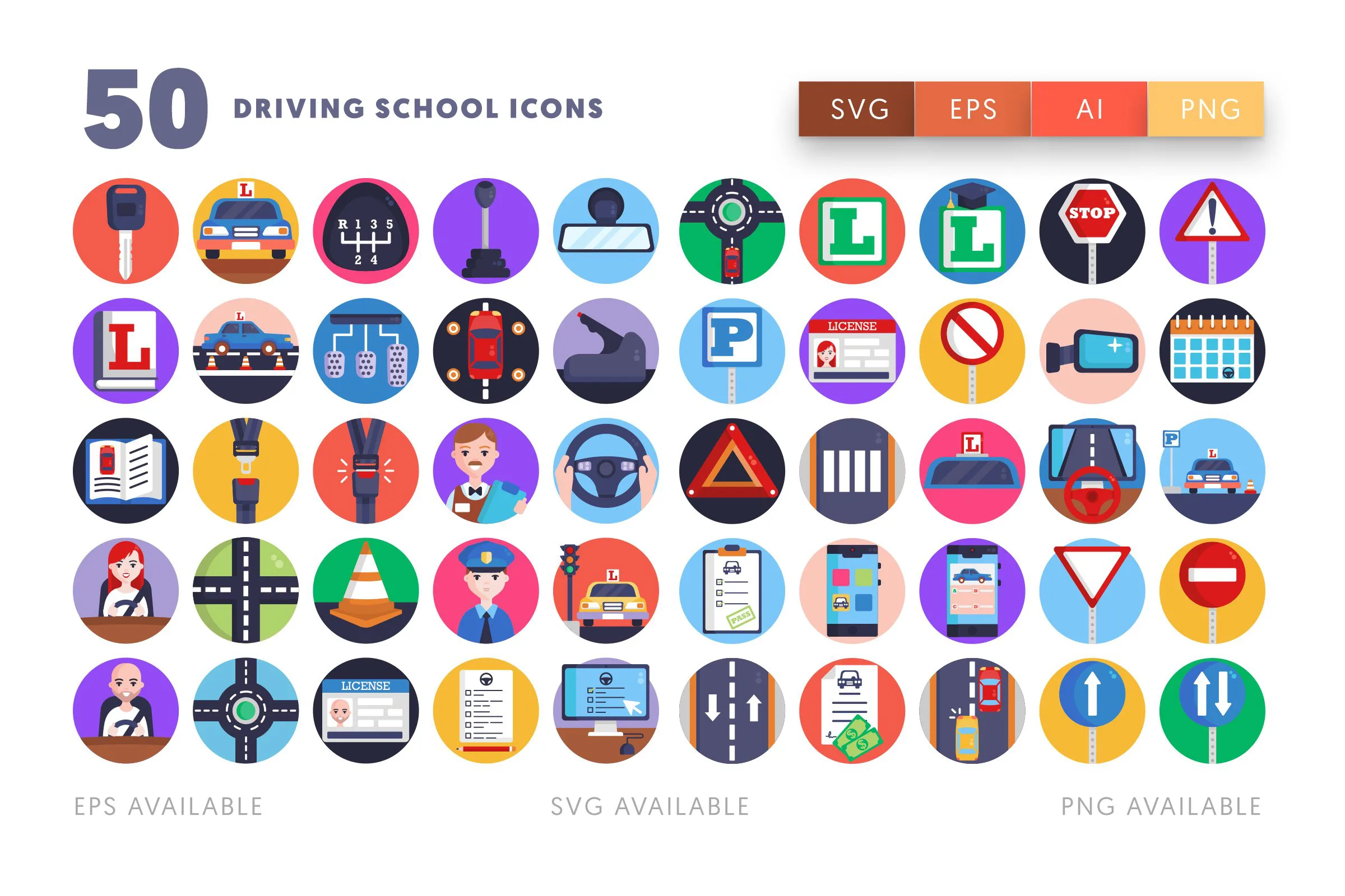 Driving School icons png/svg/eps