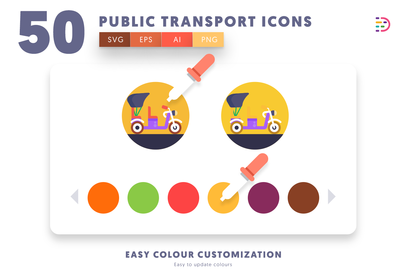 Customizable and vector Public Transport Icons