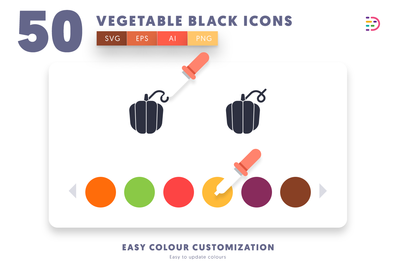 Customizable and vector Vegetable Black Icons