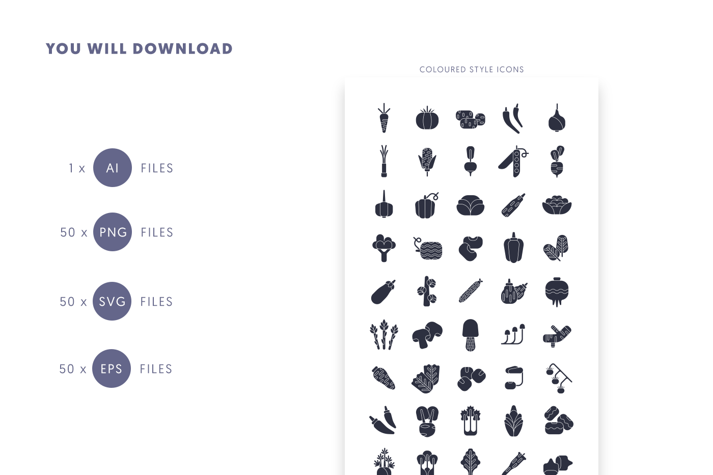 Compatible Vegetable Black Icons pack