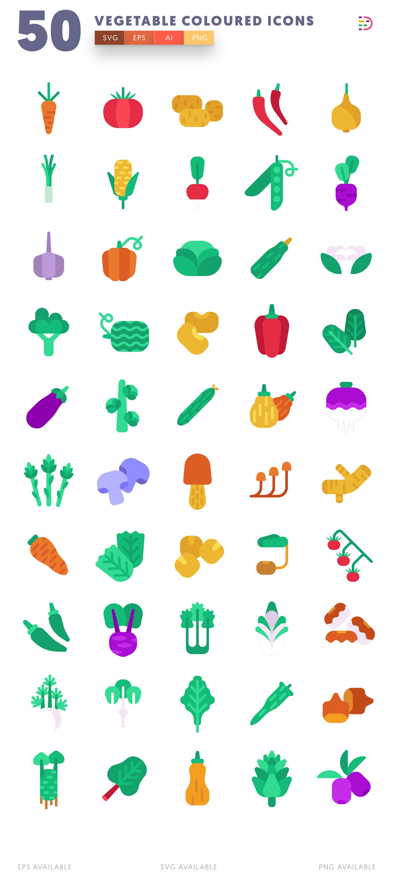 Vegetable Coloured icon pack