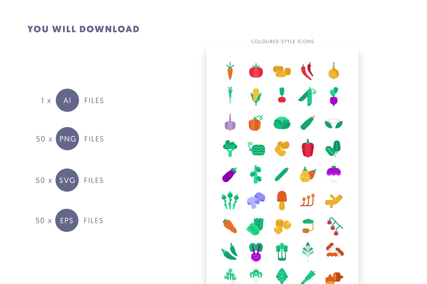 Compatible Vegetable Coloured Icons pack
