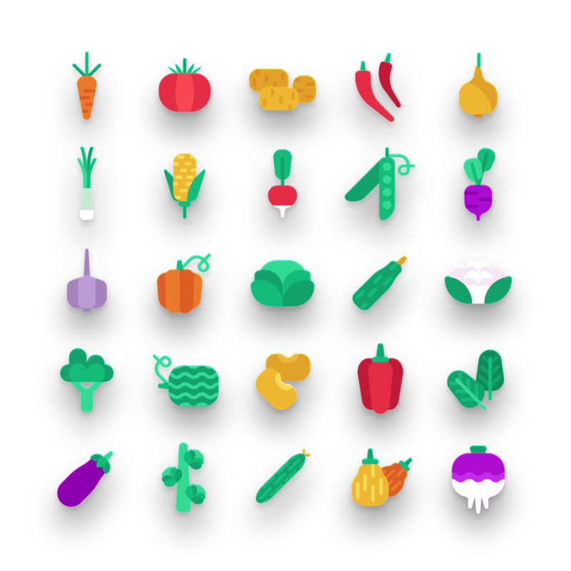 Vegetable Coloured Icons