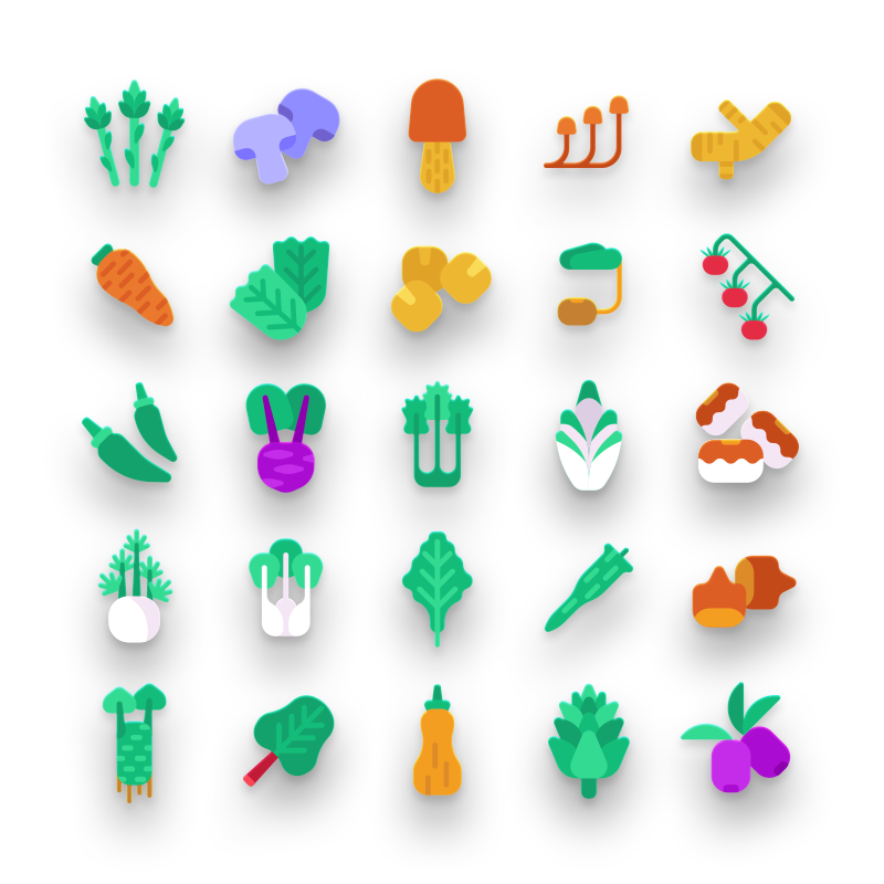 Vegetable Coloured Icons