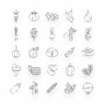 Vegetable Lines Icons