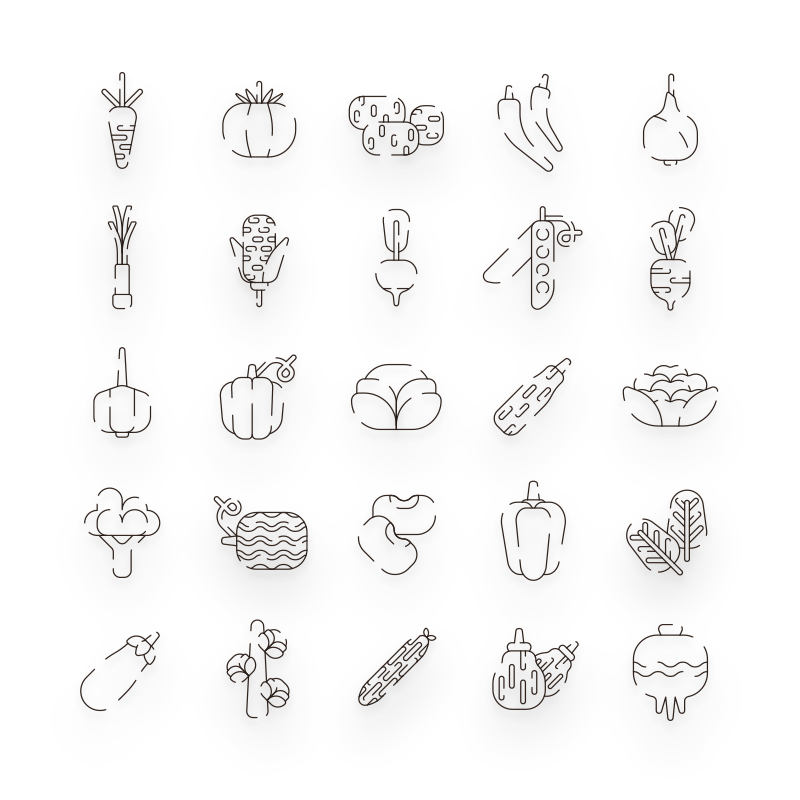 Vegetable Lines Icons