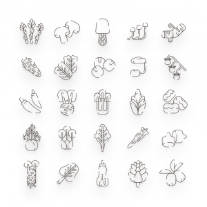 Vegetable Lines Icons Cover