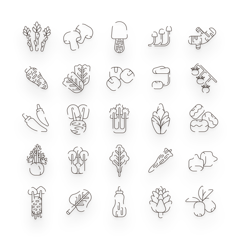Vegetable Lines Icons