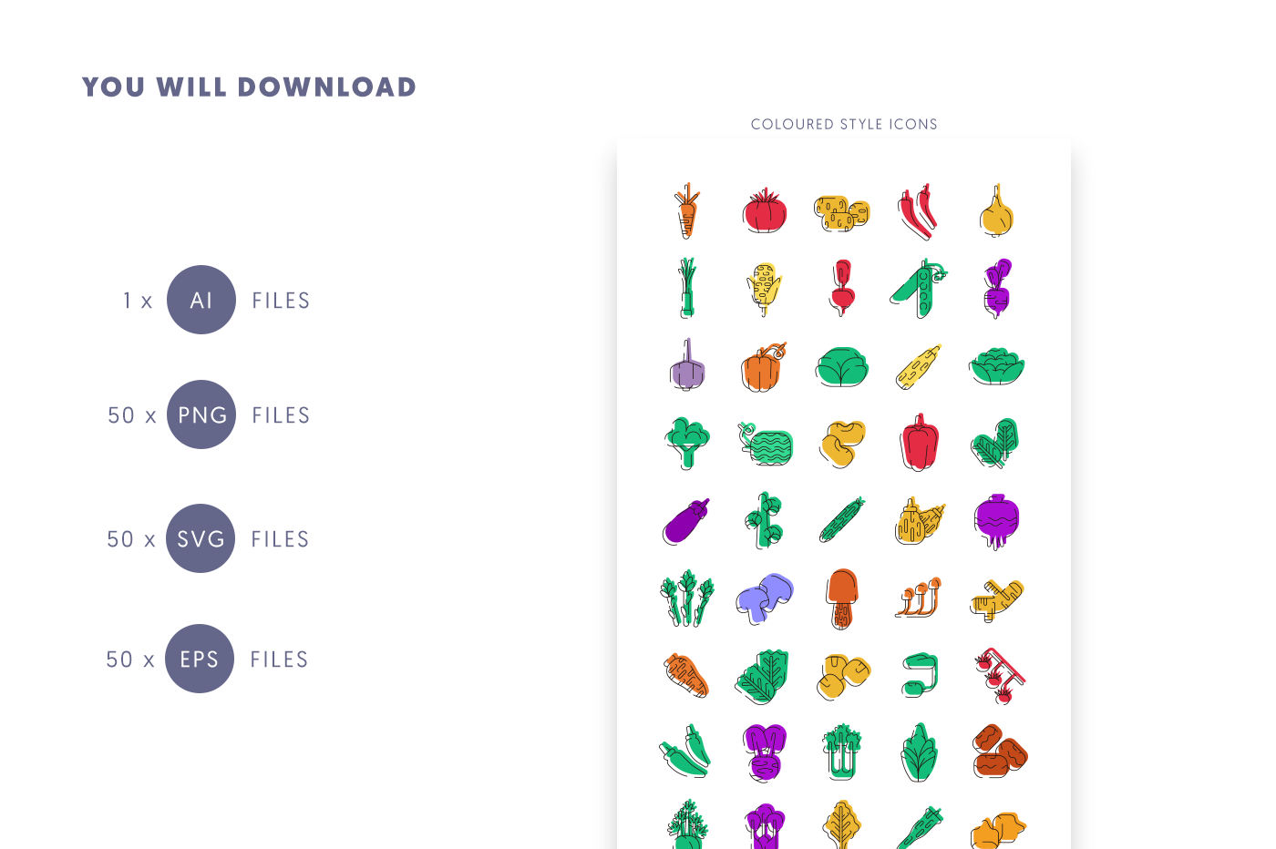 Compatible Vegetable Style Icons pack