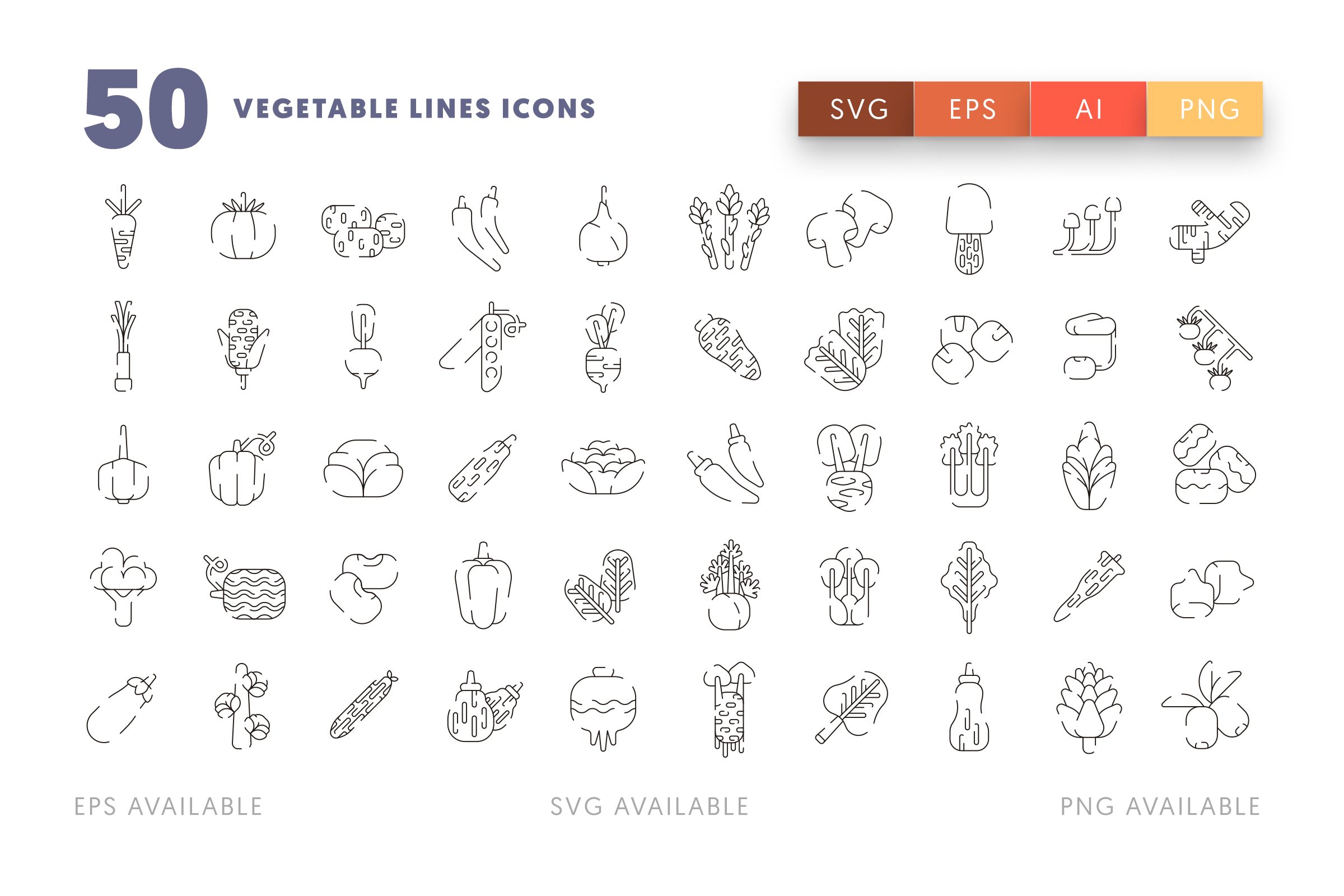 Vegetable Lines icons png/svg/eps