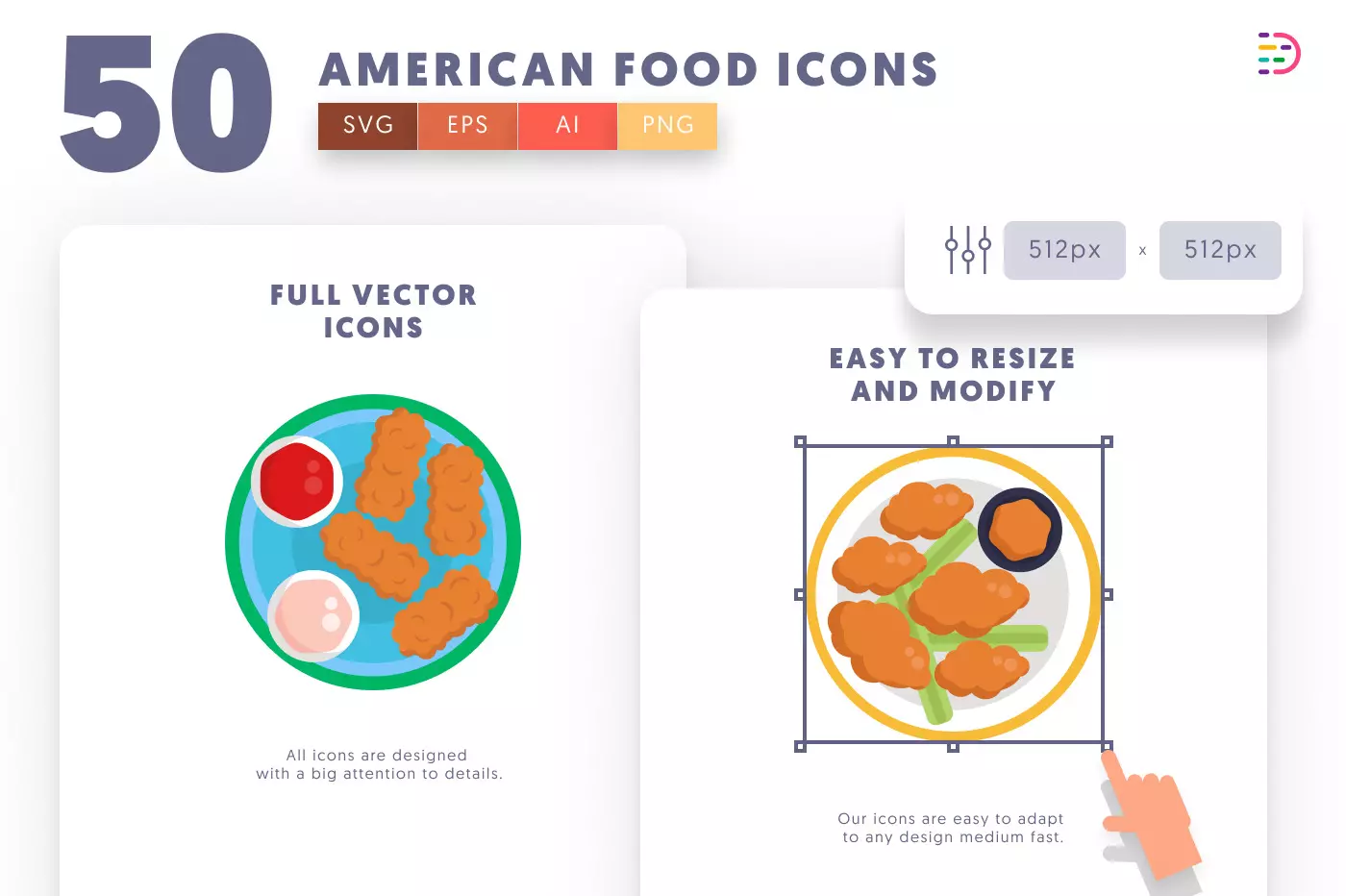 50 American Food Icons preview 6 – illustrated icons in PNG, SVG and EPS