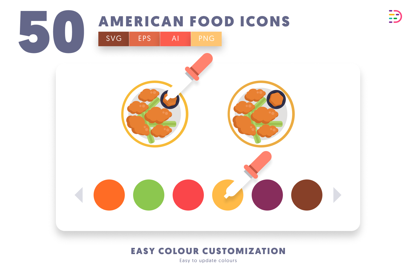 50 American Food Icons preview 7 – illustrated icons in PNG, SVG and EPS