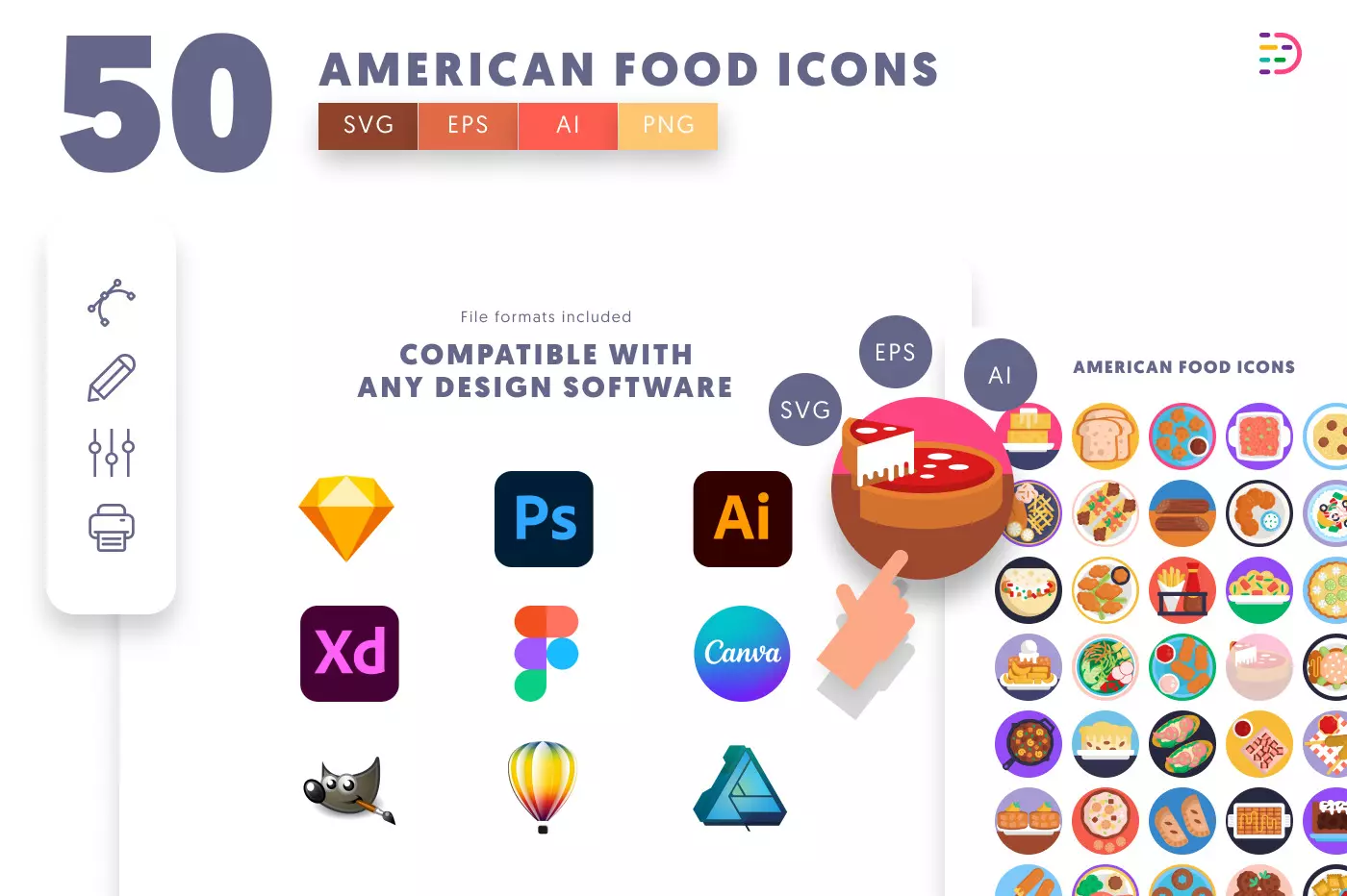 50 American Food Icons preview 8 – illustrated icons in PNG, SVG and EPS