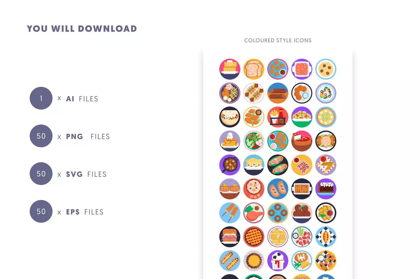 50 American Food Icons preview 9 – illustrated icons in PNG, SVG and EPS