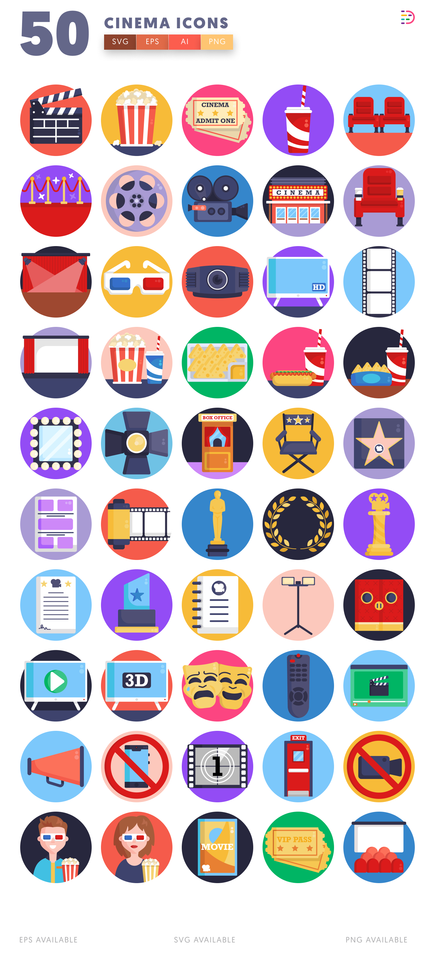 50 Cinema Icons – all icons in the set