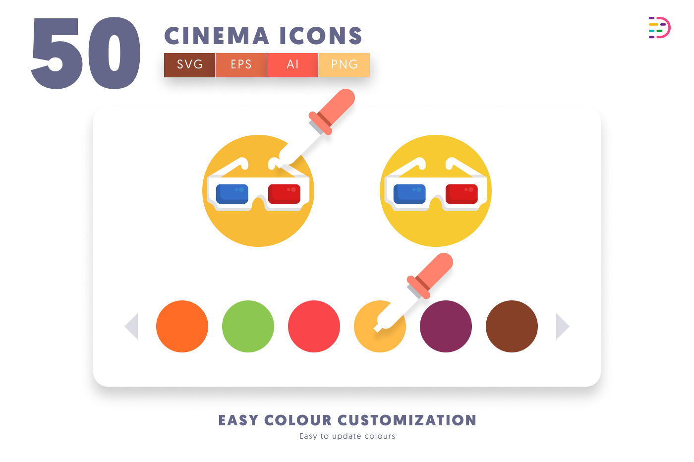 50 Cinema Icons preview 7 – flat circle icons in PNG, SVG and EPS