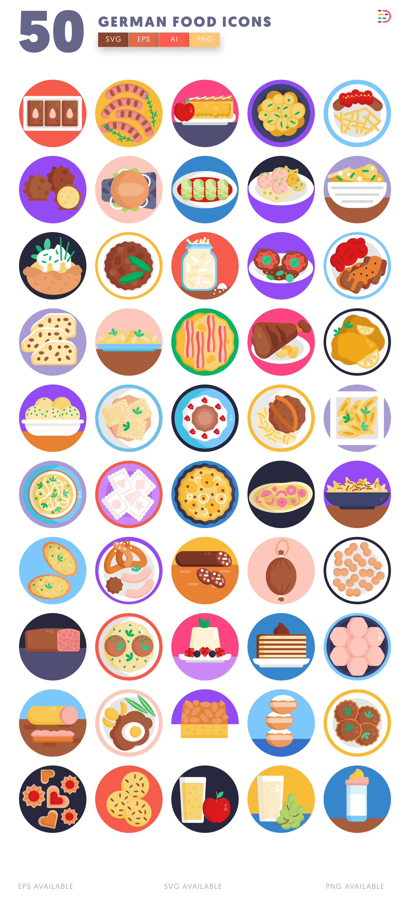 50 German Food Icons – all icons in the set