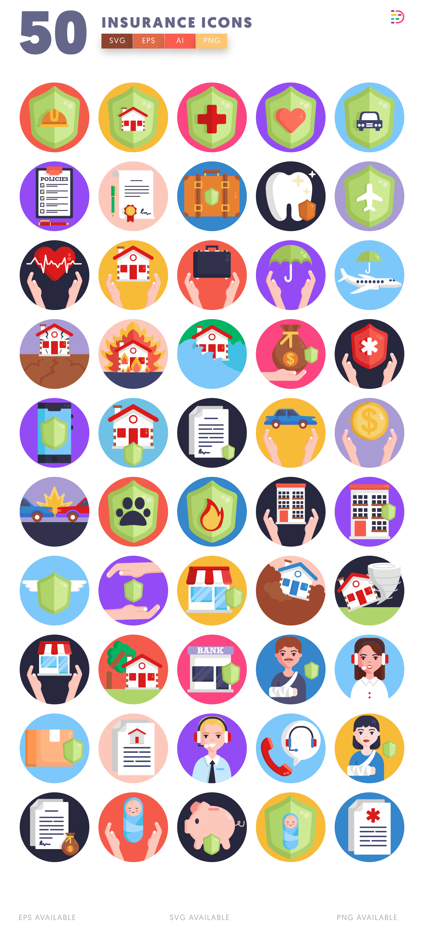 50 Insurance Icons – all icons in the set