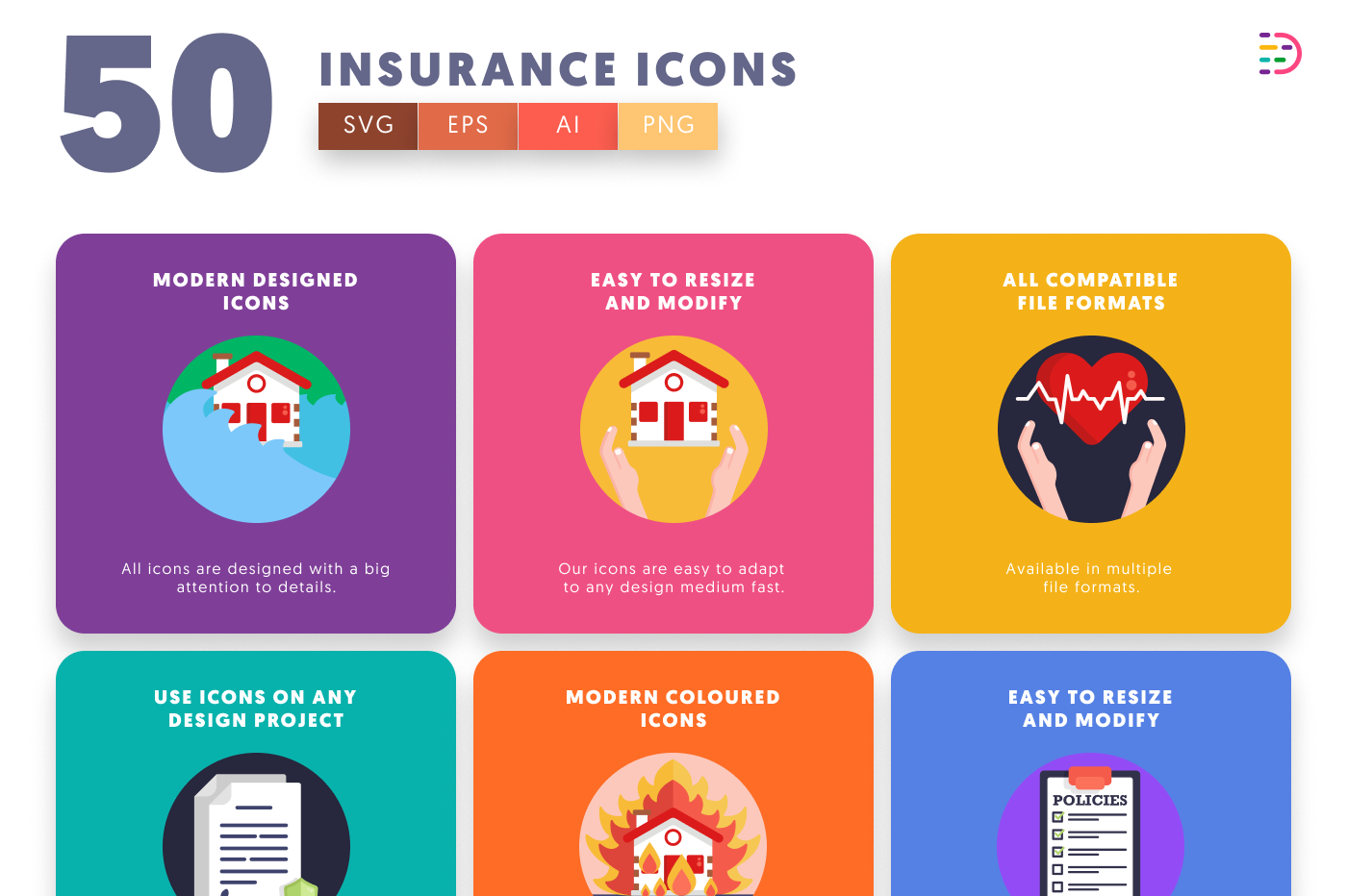 50 Insurance Icons preview 5 – illustrated icons in PNG, SVG and EPS