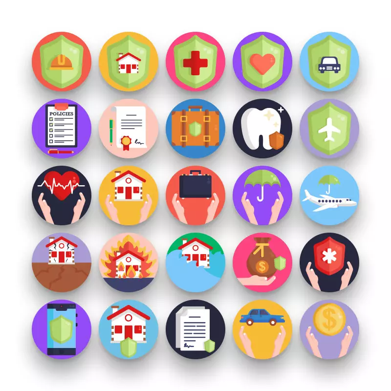 50 Insurance Icons – set of colorful illustrated icons