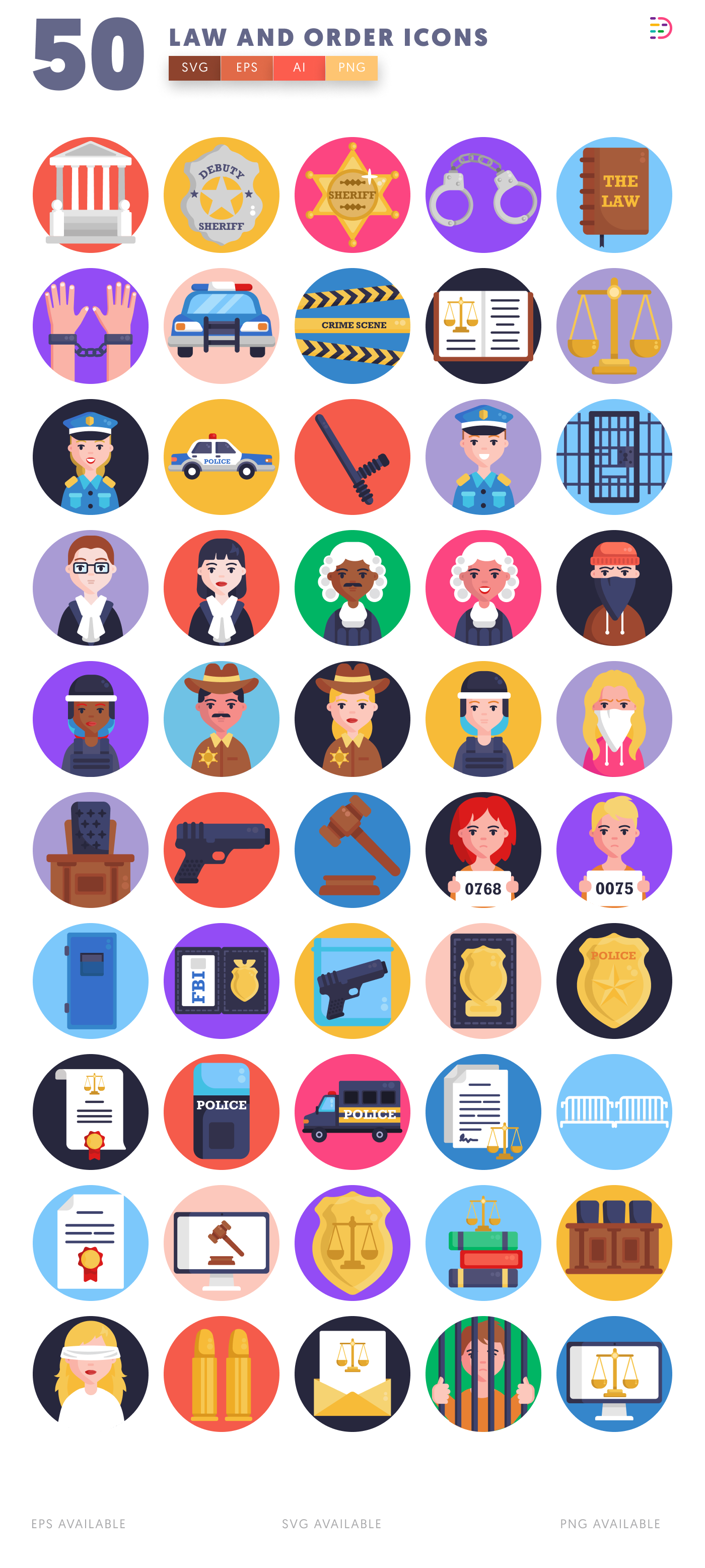 50 Law and Order Icons – all icons in the set