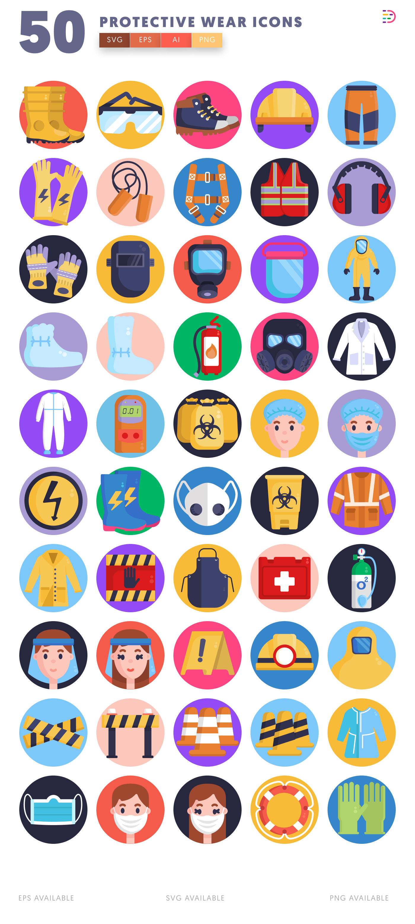 50 Personal Protective Equipment Icons – all icons in the set
