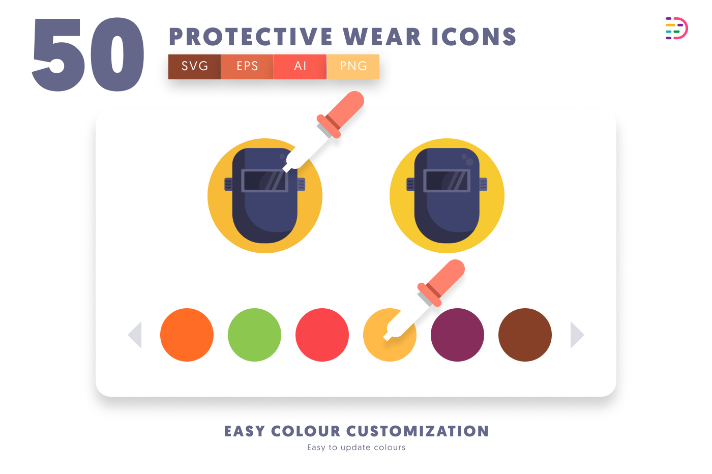 50 Personal Protective Equipment Icons preview 7 – flat circle icons in PNG, SVG and EPS