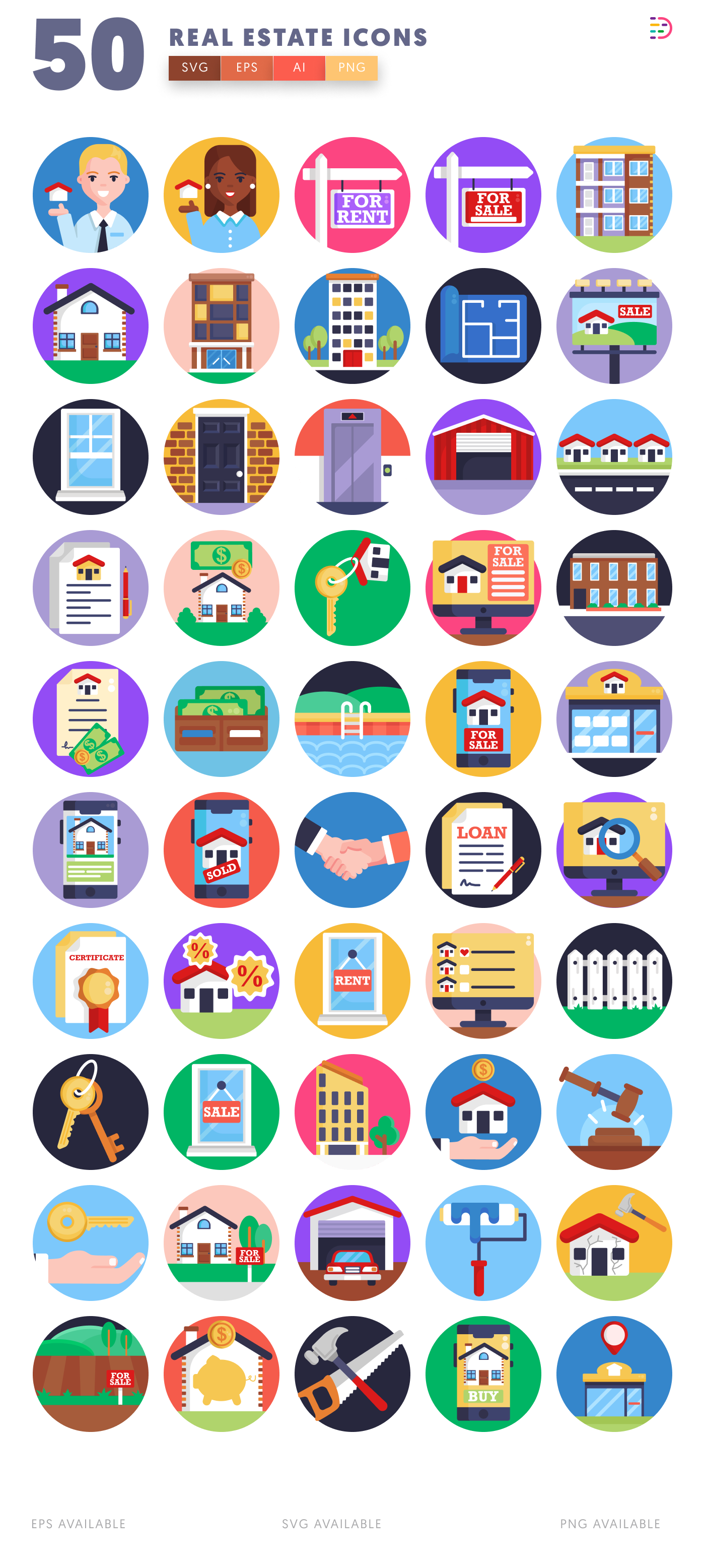 50 Real Estate Icons – all icons in the set
