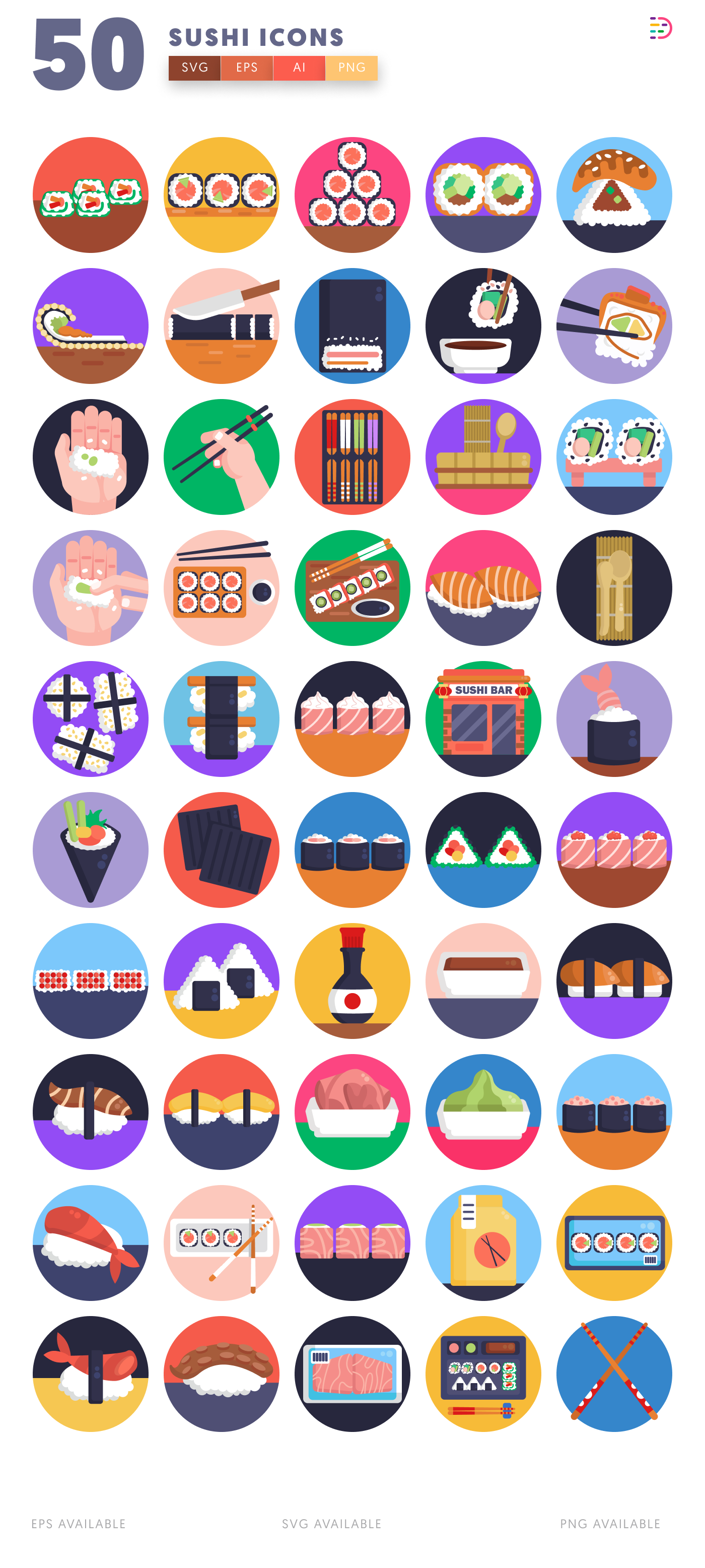 50 Sushi Icons – all icons in the set