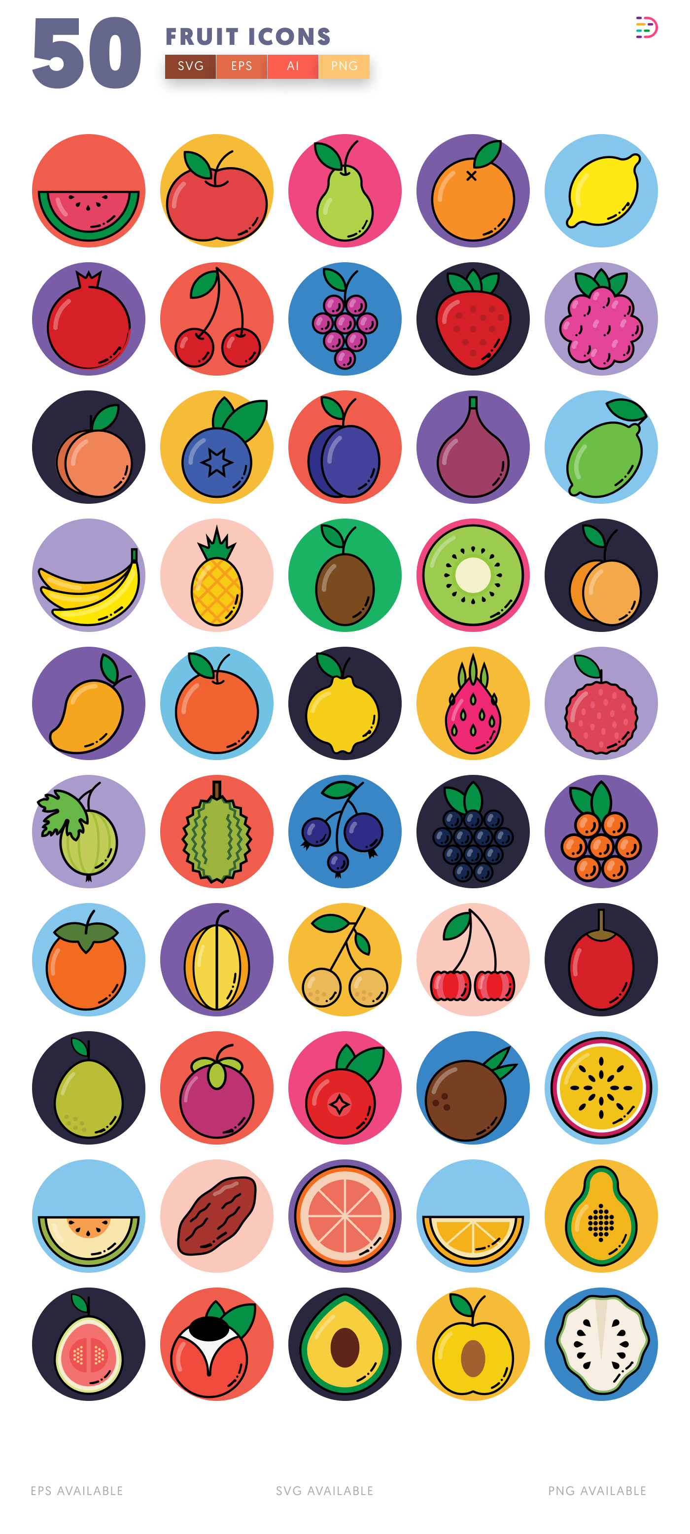 50 Fruit Icons – all icons in the set