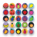 50 Fruit Icons – set of colorful flat circle icons