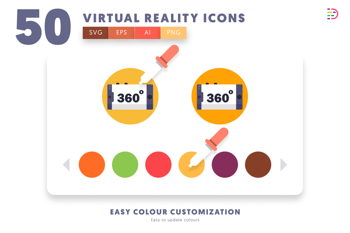 Customizable and vector Virtual Reality Icons
