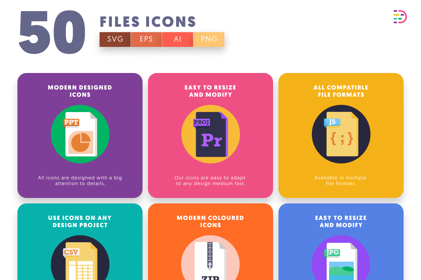 50 Files Icons preview 5 – illustrated icons in PNG, SVG and EPS