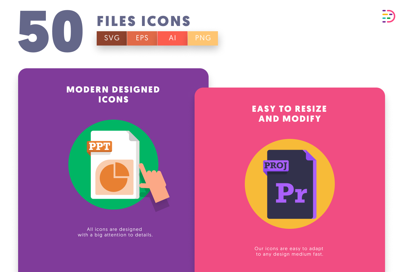 50 Files Icons cover – illustrated icons in PNG, SVG and EPS