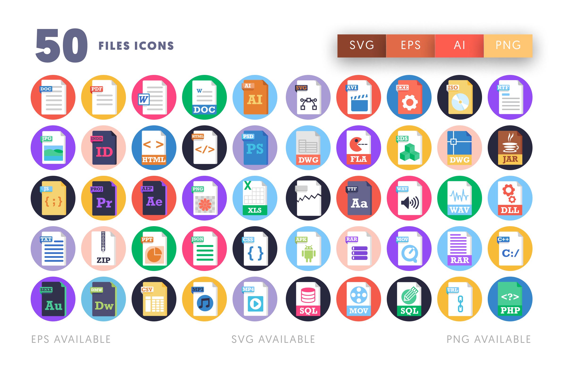 50 Files Icons – illustrated icon set
