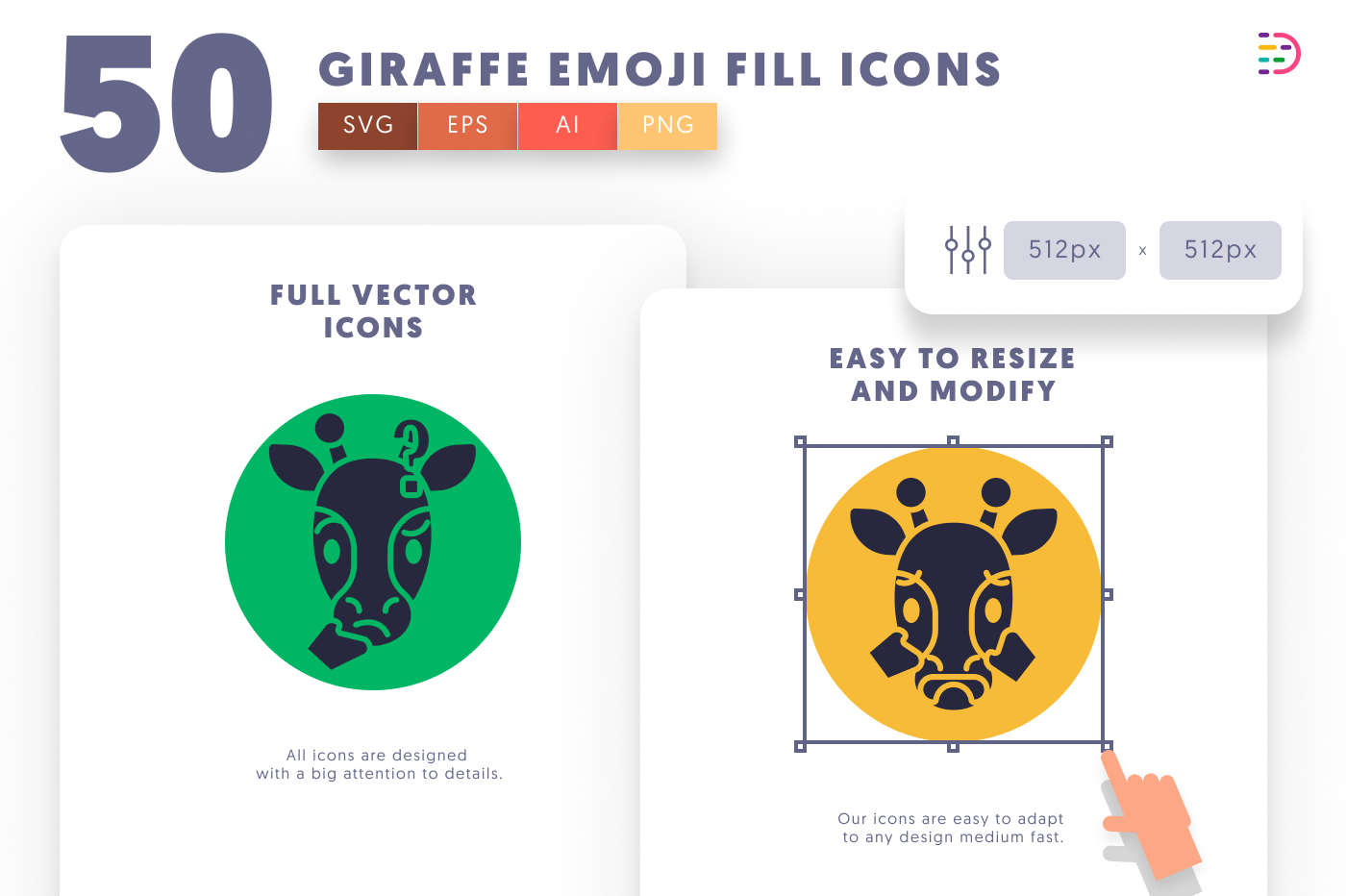 50 Giraffe Emoji Fill Icons preview 6 – illustrated icons in PNG, SVG and EPS