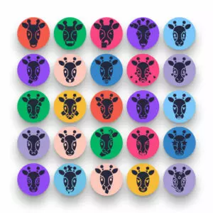 50 Giraffe Emoji Fill Icons – set of colorful illustrated icons