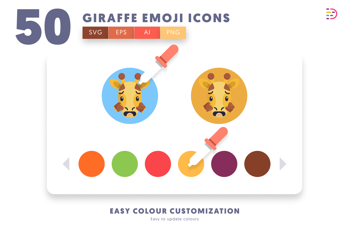 50 Giraffe Emoji Icons preview 7 – illustrated icons in PNG, SVG and EPS