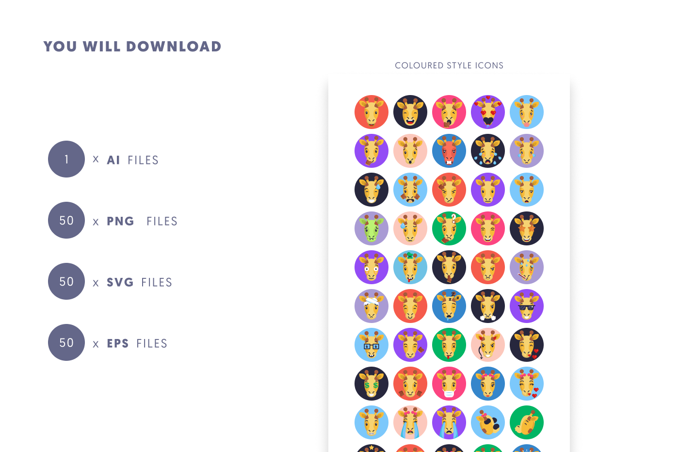 50 Giraffe Emoji Icons preview 9 – illustrated icons in PNG, SVG and EPS