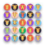 50 Giraffe Emoji Icons – set of colorful illustrated icons
