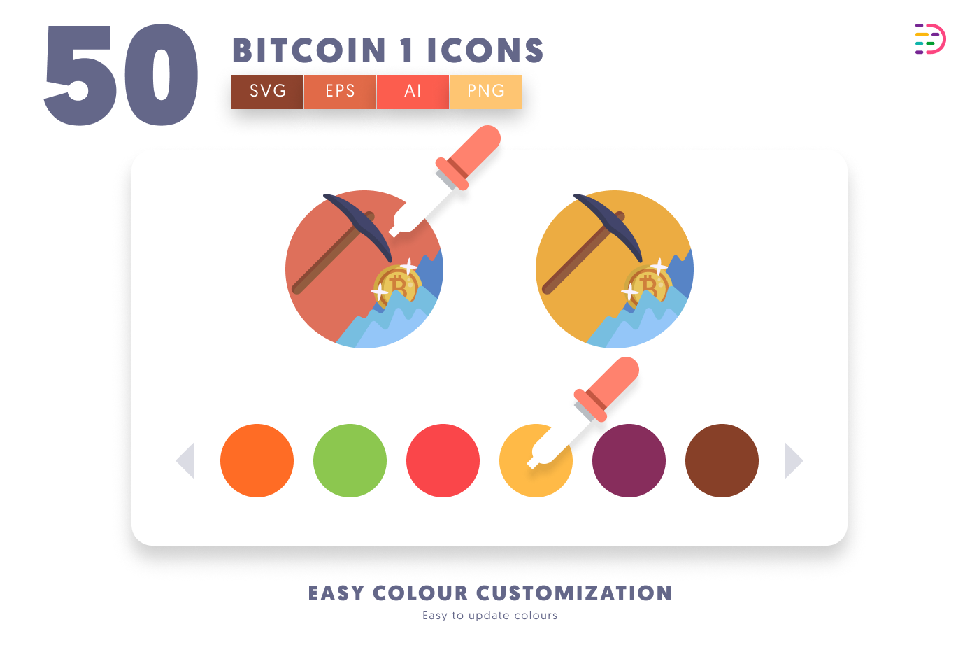 50 Bitcoin Mining & Finance Icons preview 7 – illustrated icons in PNG, SVG and EPS