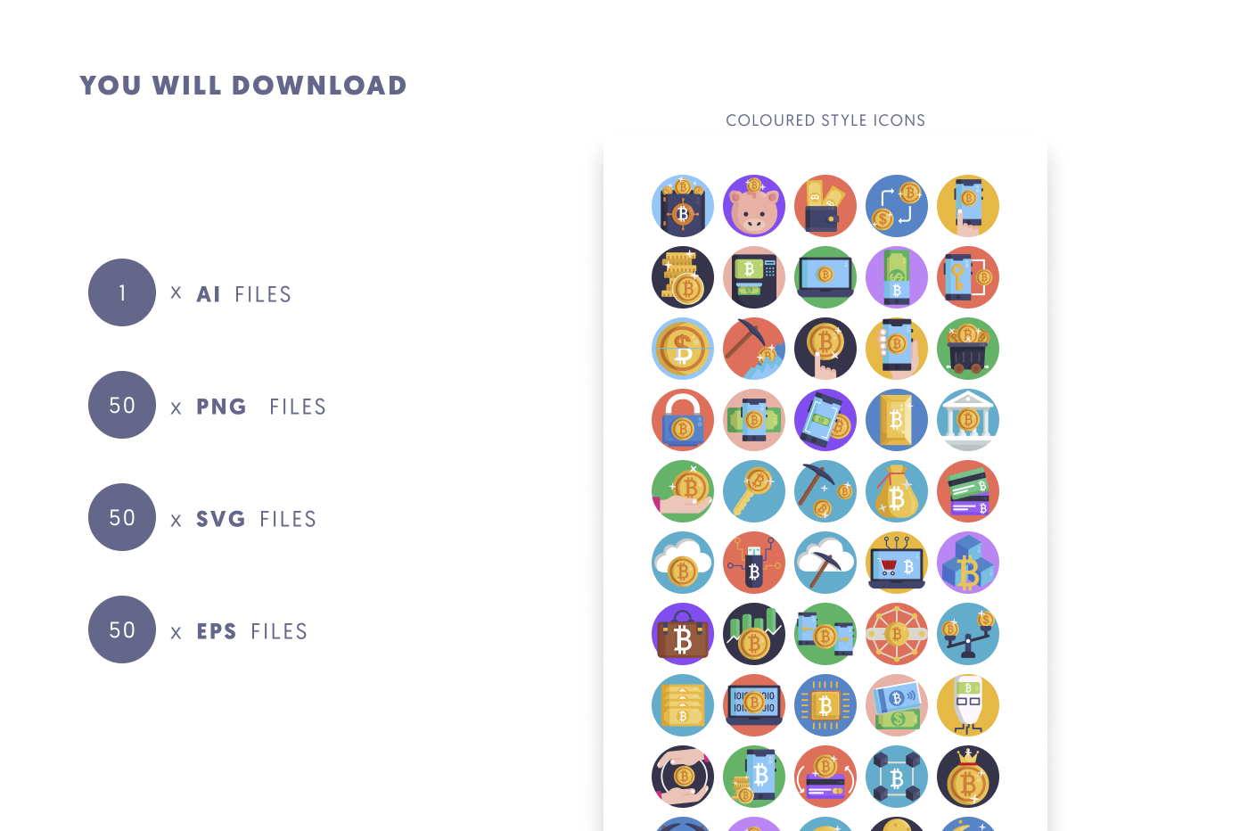 50 Bitcoin Mining & Finance Icons preview 9 – illustrated icons in PNG, SVG and EPS