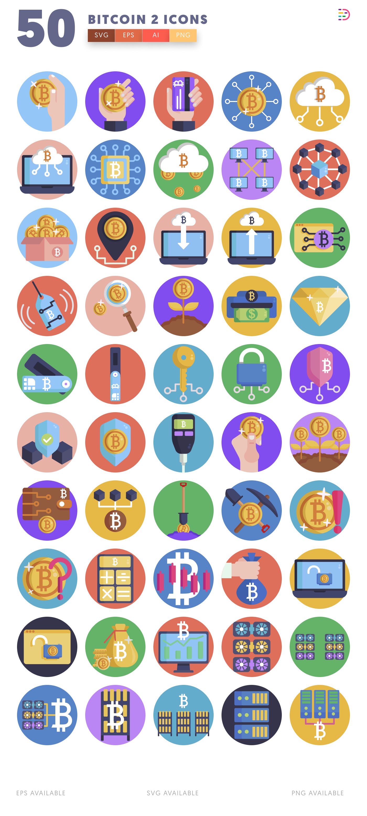 50 Blockchain & Crypto Tech Icons – all icons in the set