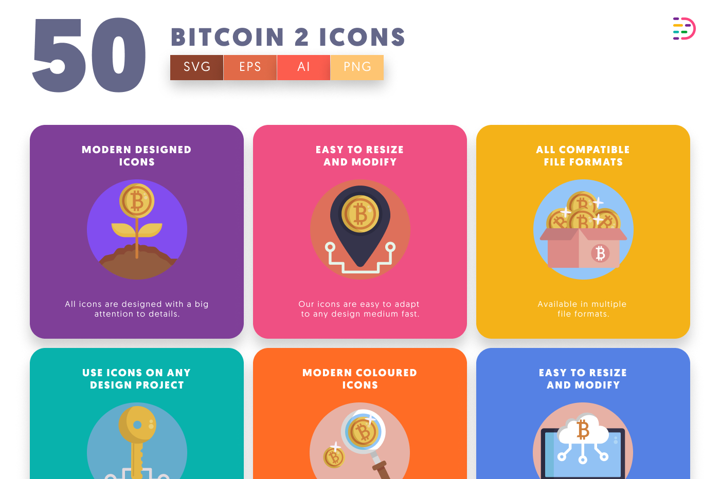 50 Blockchain & Crypto Tech Icons preview 5 – illustrated icons in PNG, SVG and EPS