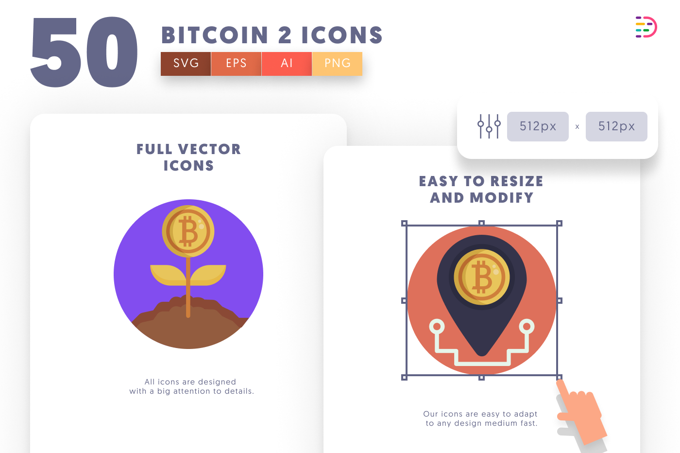 50 Blockchain & Crypto Tech Icons preview 6 – illustrated icons in PNG, SVG and EPS