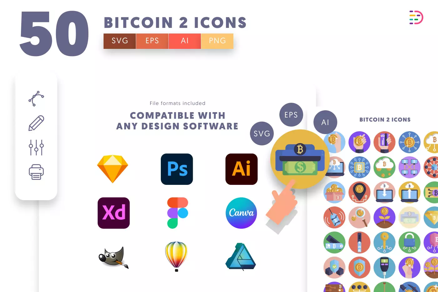 50 Blockchain & Crypto Tech Icons preview 8 – illustrated icons in PNG, SVG and EPS