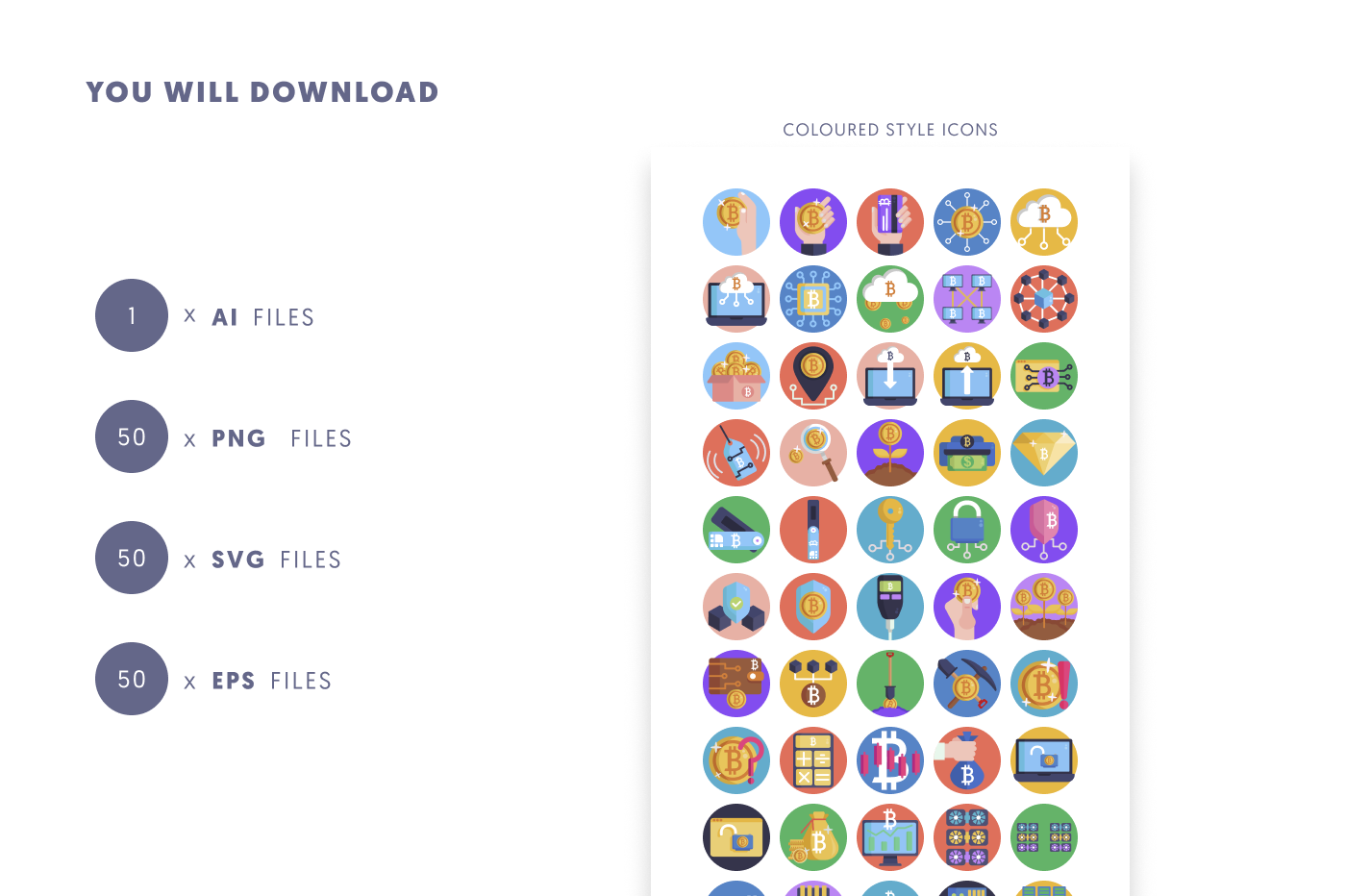 50 Blockchain & Crypto Tech Icons preview 9 – illustrated icons in PNG, SVG and EPS